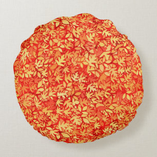 Blätter im Herbst, Orange und Gold Rundes Kissen