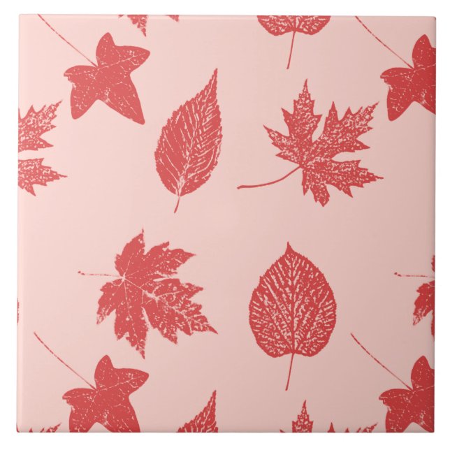 Blätter im Herbst - orange und rosa Fliese (Vorderseite)
