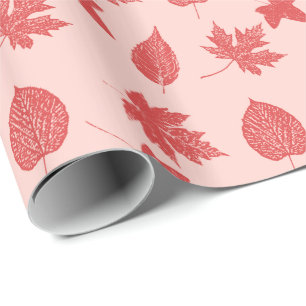 Blätter im Herbst - orange und rosa Geschenkpapier