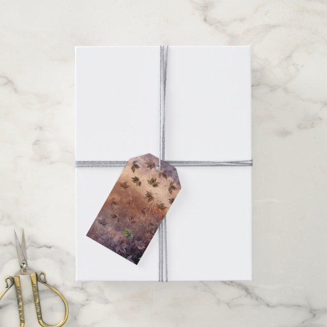 Blätter im Herbstmuster Geschenkanhänger (Mit Garn)