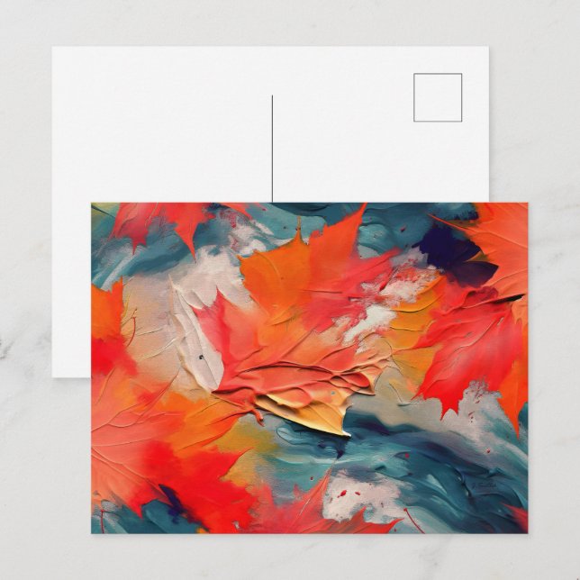 Blätter im Wind – Abstrakte Herbstbewegung Postkarte (Vorne/Hinten)