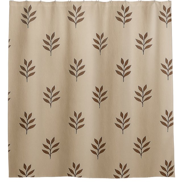 Blätter in Beige und Braun Duschvorhang (Vorderseite)