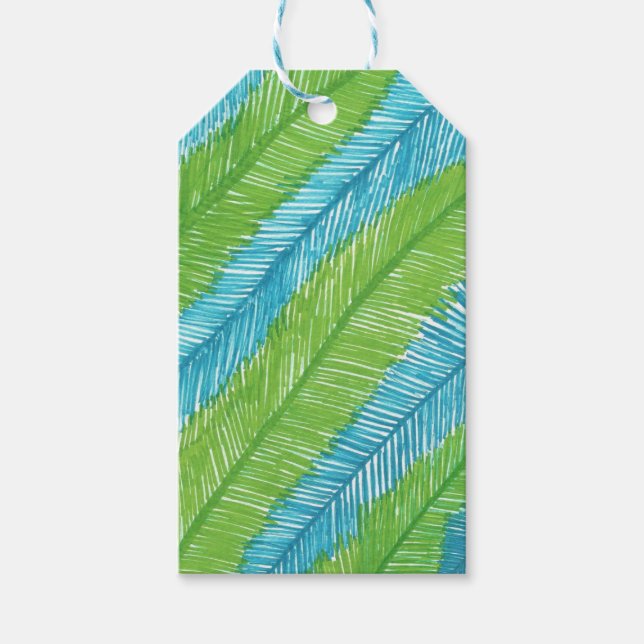 Blätter in Grün und Blau Geschenkanhänger (Vorderseite)