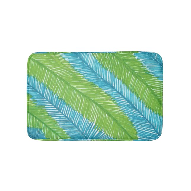 Blätter in grün und blau, Muster Bath Mat Badematte (Vorderseite)