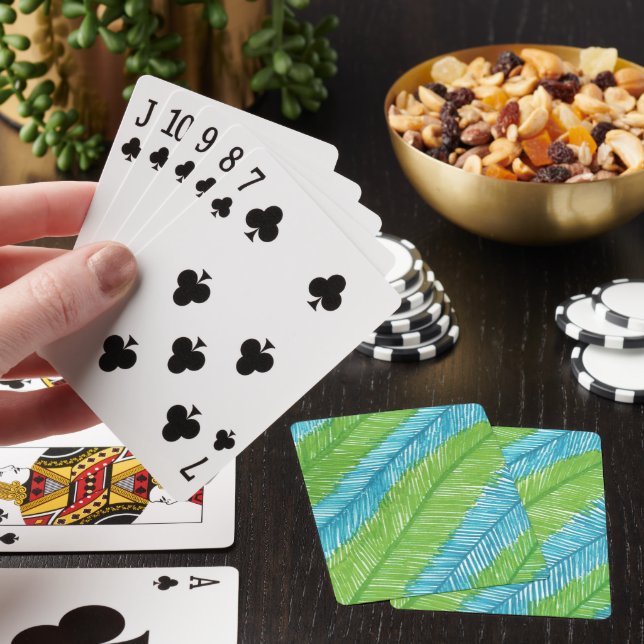 Blätter in Grün und Blau Spielkarten (In Situ)