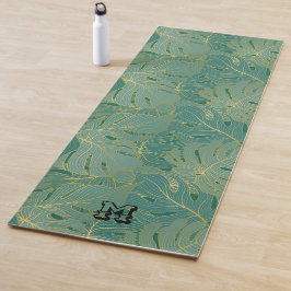 Blätter in Grün und Gold Yogamatte