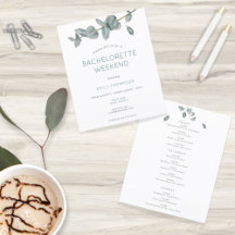 Blätter Itinerary Bachelorette Einladung