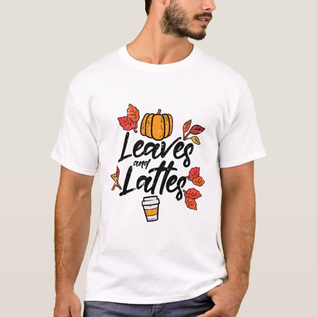 Blätter Lattes Pumpkin Gewürz Herbst HerbstHallowe T-Shirt (Vorderseite)