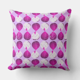 Blätter Magenta White Lilac Kissen
