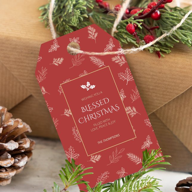 Blätter Mistletoe Red Geschenkanhänger (Von Creator hochgeladen)