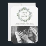 Blätter mit Aquarellfarben. Botanischer Kranz. Ita Save The Date<br><div class="desc">Aquarell Oliven Save the Date Fotokarte. Bitte kontaktieren Sie mich,  wenn Sie weitere Informationen benötigen.</div>