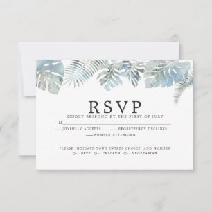 Blätter mit blauen tropischen Wasserfarben RSVP Karte