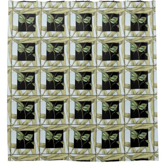 Blätter mit Dragonfly Inset von Jennifer Goldberge Duschvorhang (Vorderseite)