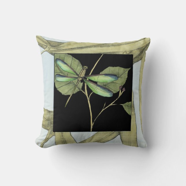Blätter mit Dragonfly Inset von Jennifer Goldberge Kissen (Vorderseite)