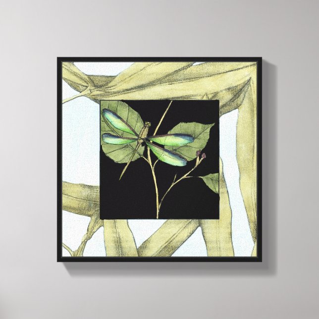 Blätter mit Dragonfly Inset von Jennifer Goldberge Leinwanddruck (Vorderseite)
