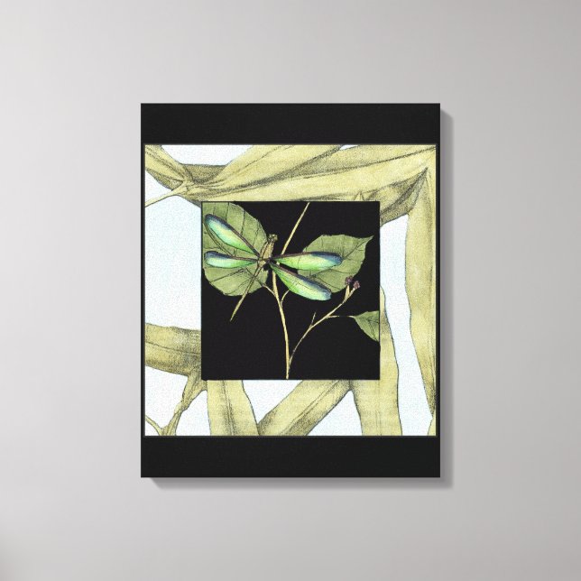 Blätter mit Dragonfly Inset von Jennifer Goldberge Leinwanddruck (Vorderseite)