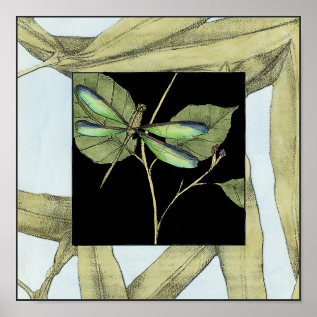 Blätter mit Dragonfly Inset von Jennifer Goldberge Poster (Vorne)