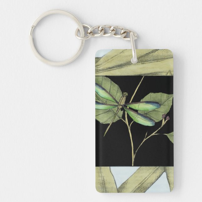 Blätter mit Dragonfly Inset von Jennifer Goldberge Schlüsselanhänger (Vorderseite)