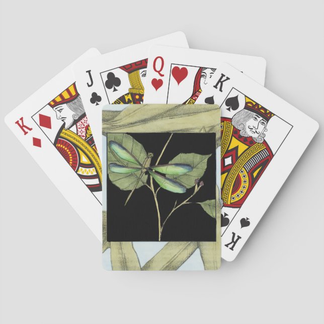 Blätter mit Dragonfly Inset von Jennifer Goldberge Spielkarten (Rückseite)