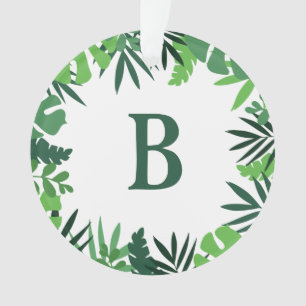 Blätter mit grüner Blumenpalme fügen Monogramm-Buc Ornament