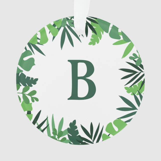 Blätter mit grüner Blumenpalme fügen Monogramm-Buc Ornament (Vorderseite)