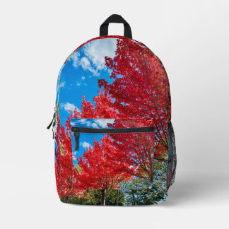 Blätter mit hellen Roten Bäumen im Herbst Bedruckter Rucksack