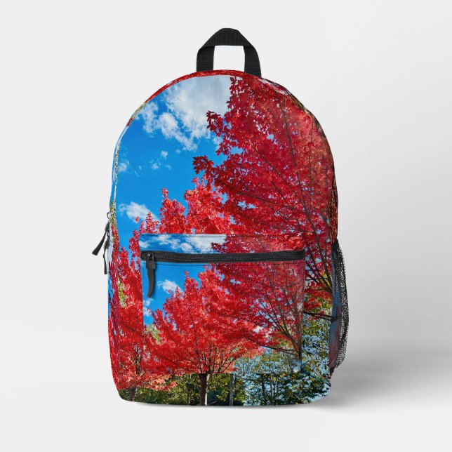 Blätter mit hellen Roten Bäumen im Herbst Bedruckter Rucksack (Vorderseite)