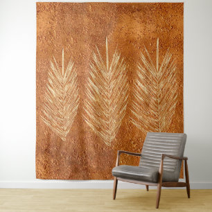 Blätter mit heller Kupferschau-Palme, die Wandtepp Wandteppich