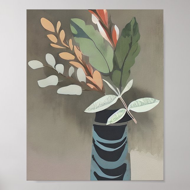 Blätter mit minimalistischer Kunst Poster (Vorne)