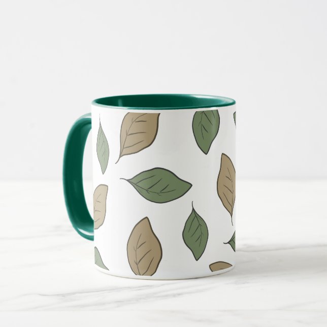 Blätter mit niedlichen Mustern Tasse (Vorderseite Links)