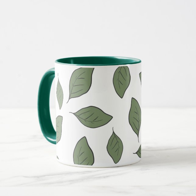 Blätter mit niedlichen Mustern Tasse (Vorderseite Links)
