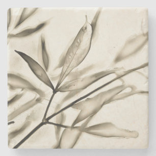 Blätter mit Olivenbäumen im Sepia Art Marble Steinuntersetzer
