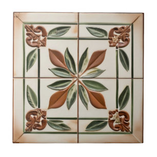 Blätter mit Terracotta & Elfenbeinfarben Toskanisc Fliese