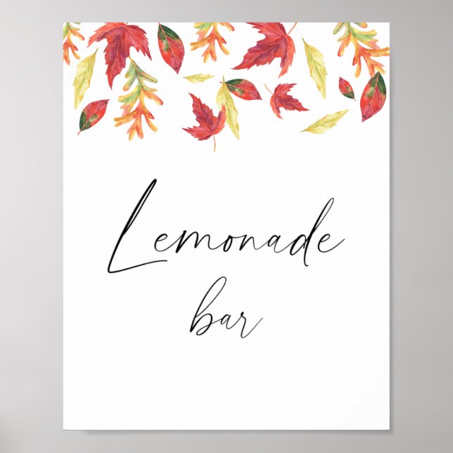 Blätter mit Wasserfarbe - Limonade Bar Poster (Vorne)