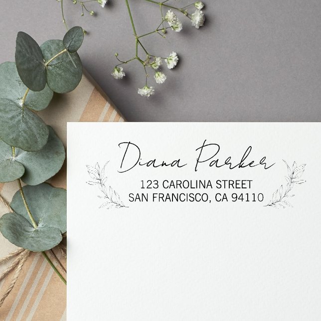 Blätter Moderne Script-Rücksendeadresse Permastempel (Von Creator hochgeladen)