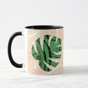 Blätter, Monster, rosa, grün, tropisch, Palme Tasse