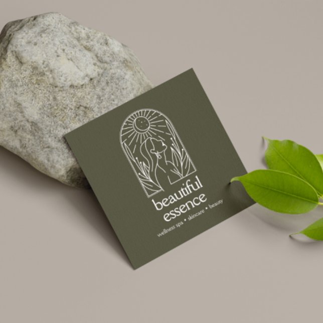 Blätter Moon Arch Beauty Wellness Wellness-Center Quadratische Visitenkarte (Von Creator hochgeladen)