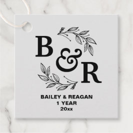 Blätter Motif Monogram zum ersten Hochzeitstag Geschenkanhänger