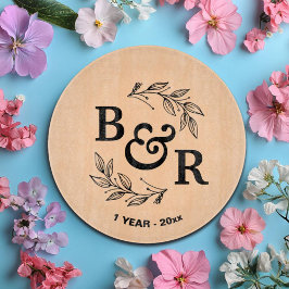 Blätter Motif Monogram zum ersten Hochzeitstag Schneidebrett