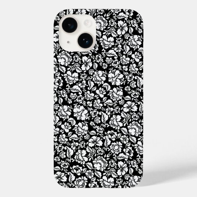 Blätter Muster 14b. schwarze BG Case-Mate iPhone 14 Hülle (Rückseite)