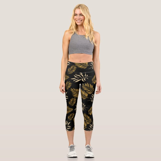 Blätter Muster 16 Capri Leggings (Vorderseite)