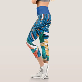 Blätter Muster Capri Leggings