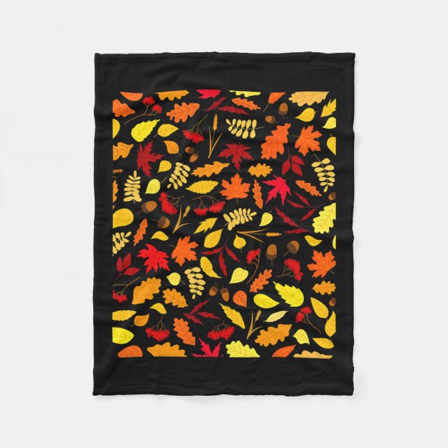 Blätter Muster Fall Design Acorns Weizen Fleecedecke (Vorderseite)