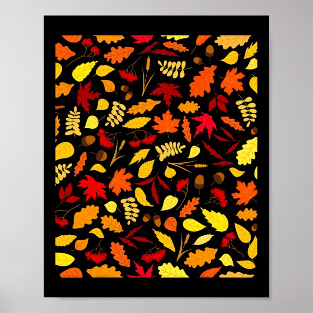Blätter Muster Fall Design Acorns Weizen Poster (Vorne)