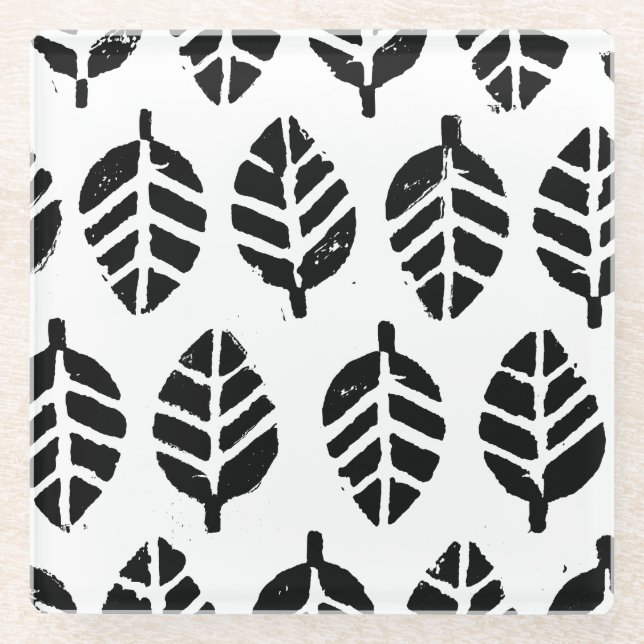 Blätter Muster Potato Druck Glasuntersetzer (Vorderseite)