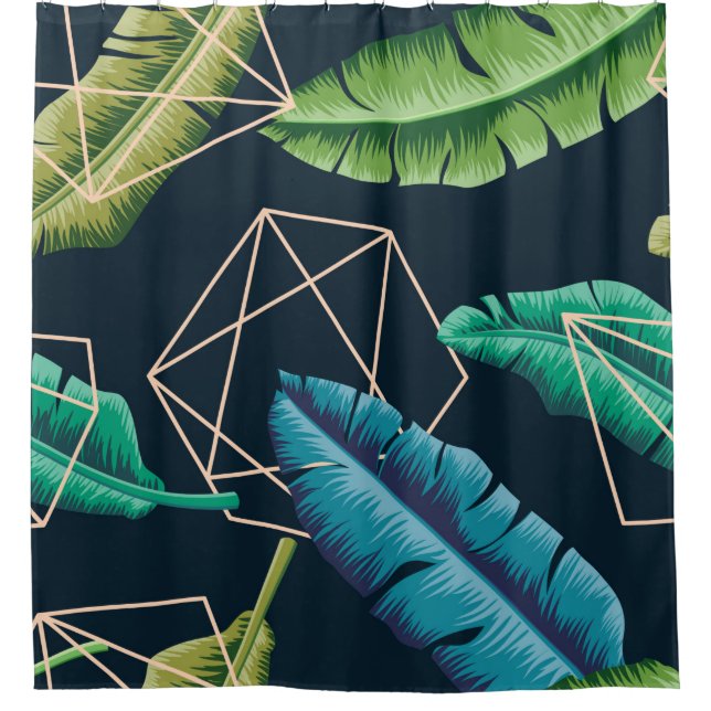 Blätter nahtlos mit abstraktem polygonal li duschvorhang (Vorderseite)