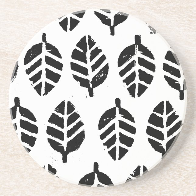 Blätter Pattern Potato Druck Sandstone Getränkeuntersetzer (Vorne)