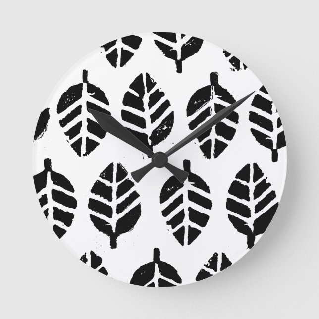 Blätter Pattern Potato Druckwand Uhr (Vorderseite)