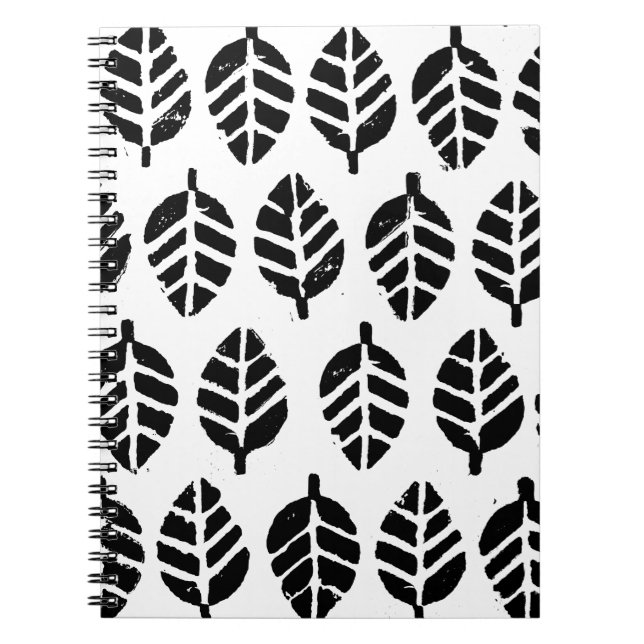 Blätter Pattern Potato Print Spiral Foto Notebook Notizblock (Vorderseite)