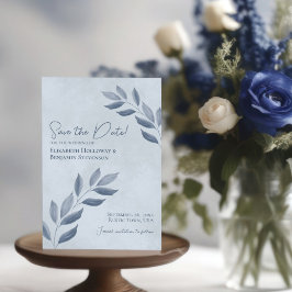 Blätter Rustic Dusty Blue Wedding Save The Date
